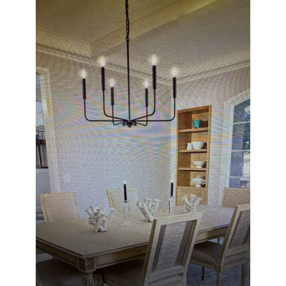 Black Chandelier, 6-Light Farmhouse Chandelier for Dining Room Lighting Loc:ub